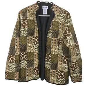 BLAIR Quilted Patchwork Animal Print Lightweight Jacket Size MEDIUM Lined